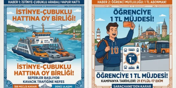 İstanbullulara müjdeli 2 haber: Öğrenciler aylık İstanbulkart 1 TL – İstinye-Çubuklu Arabalı Vapuru geri geliyor