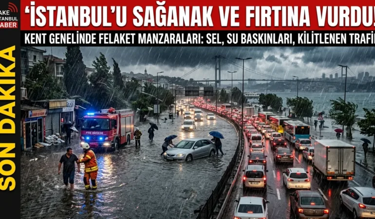 İstanbul’u Sağanak ve Fırtına Vurdu: Kent Genelinde su baskınları ve taşkınlar var