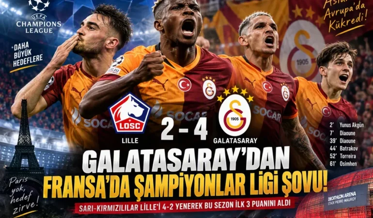 Aslan’ın Şampiyonlar Ligi Şovu! Lille’i 4 Golle Geçen Galatasaray İlk 3 Puanını Aldı